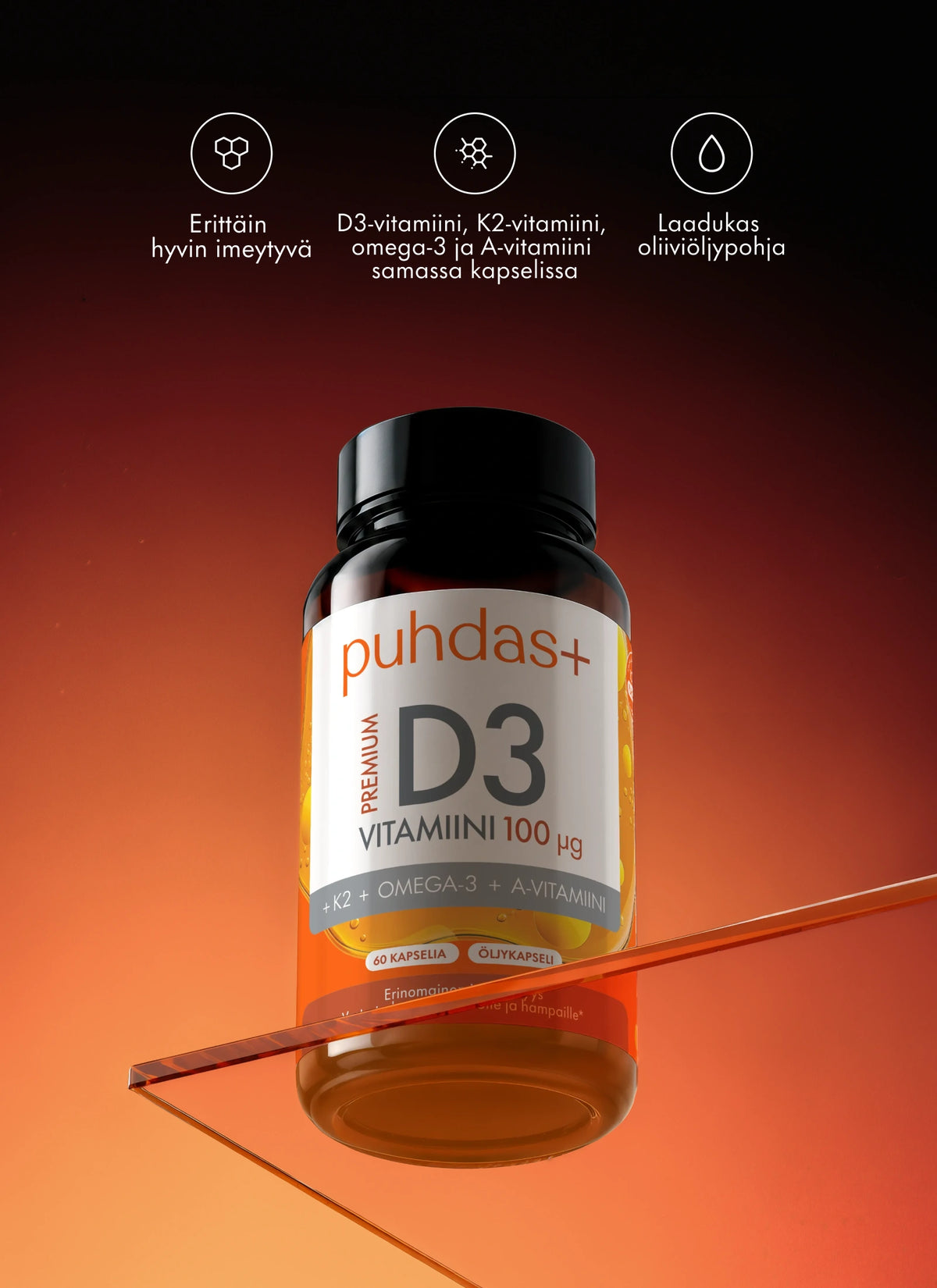 Puhdas+ Premium D3-vitamiini 100 µg